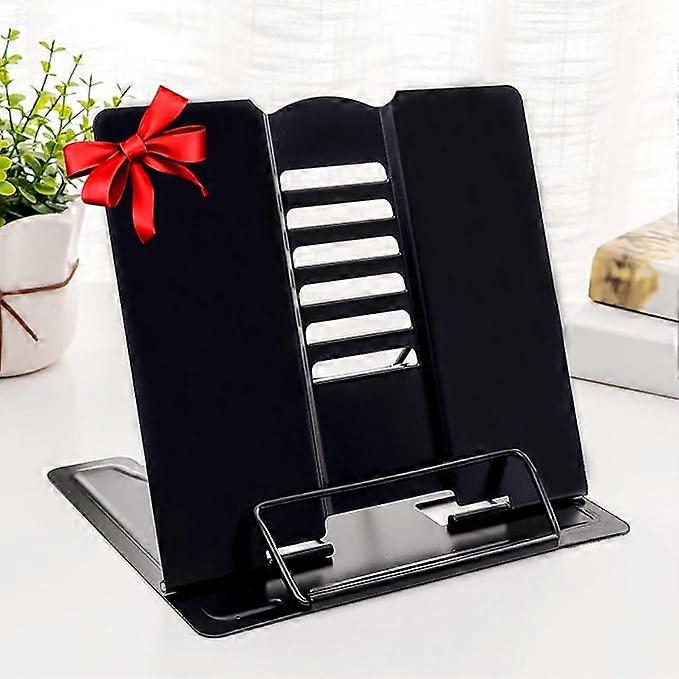 Metal Reading Rack, Folding Shelf, Recipes, Textbooks, Sheet Music, Boards, iPad, Reading Book Painting (Black)