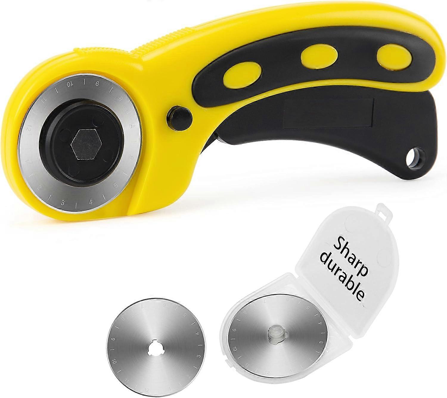 Rotary Cutter 2 Strong Replacement Blades in 45mm with Safety Lock, Handy for Sewing, Paper, Fabric, Canvas, Quilting, Scrapbooking and Craft Project