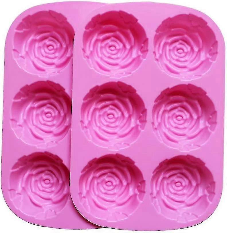 Set Of 2 Large Rose Flower Ice Cube Chocolate Soap Tray Mold