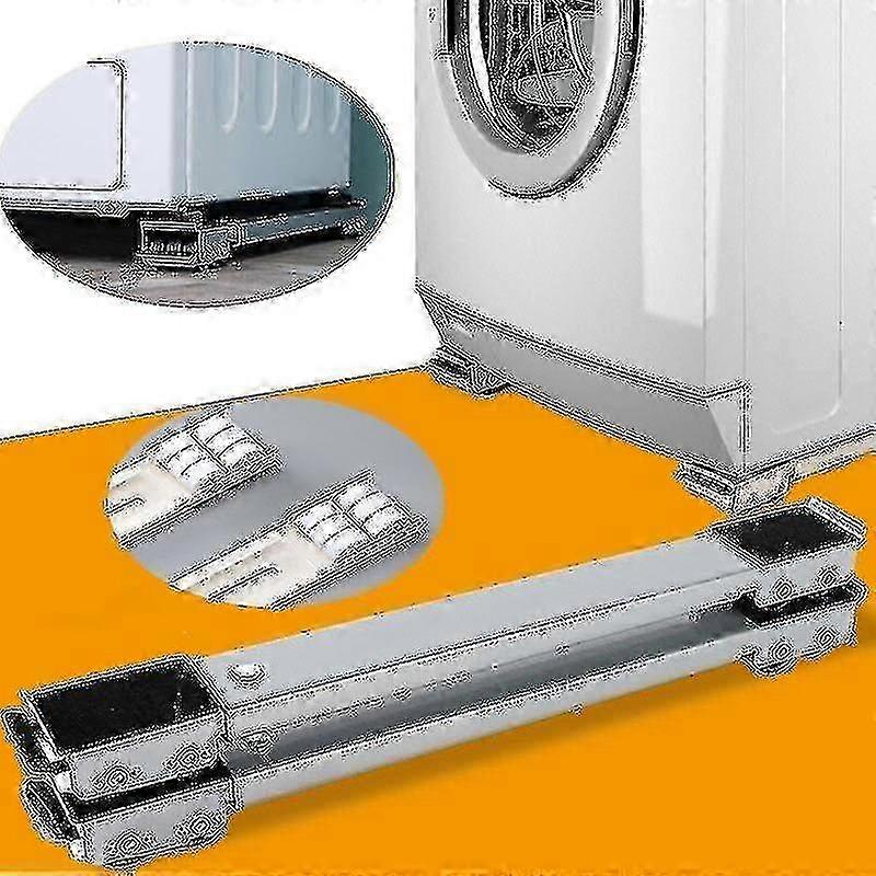 2pcs Washing Machine Stand Moving Tool Refrigerator Base Mobile Roller Bracket Fridge Stand Wheel Black