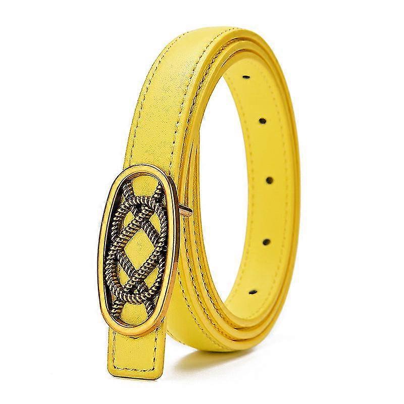 Kvinnors läderbälte retro modetrender mångsidigt flerfärgat kohudbälte
