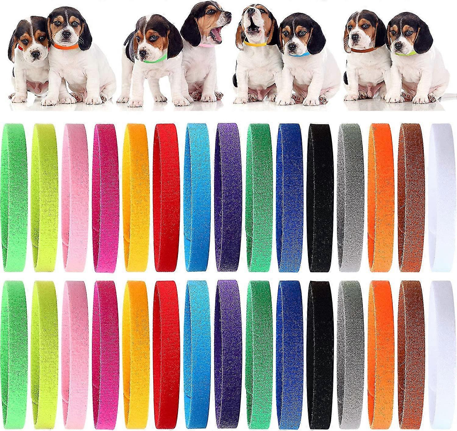 45 Pieces Puppy Whelping Collars Double-sided Newborn Pet Identification Bands 3 Sizes Adjustable Puppy Collars Soft Co
