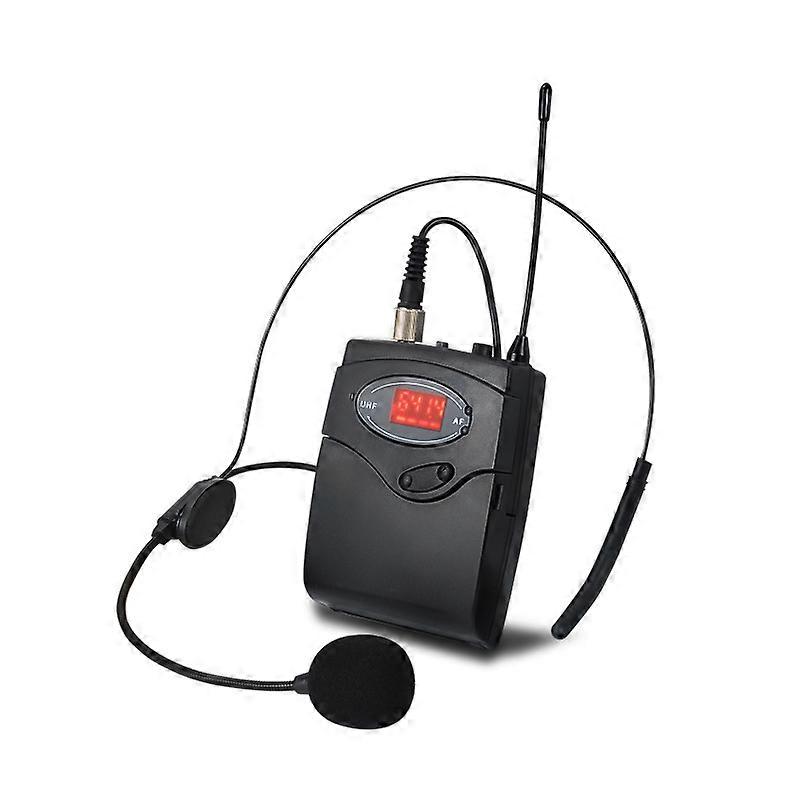 Wireless Microphone Set with Head-Wear + Lavalier Lapel Mics Transmitter Receiver UHF Frequency for