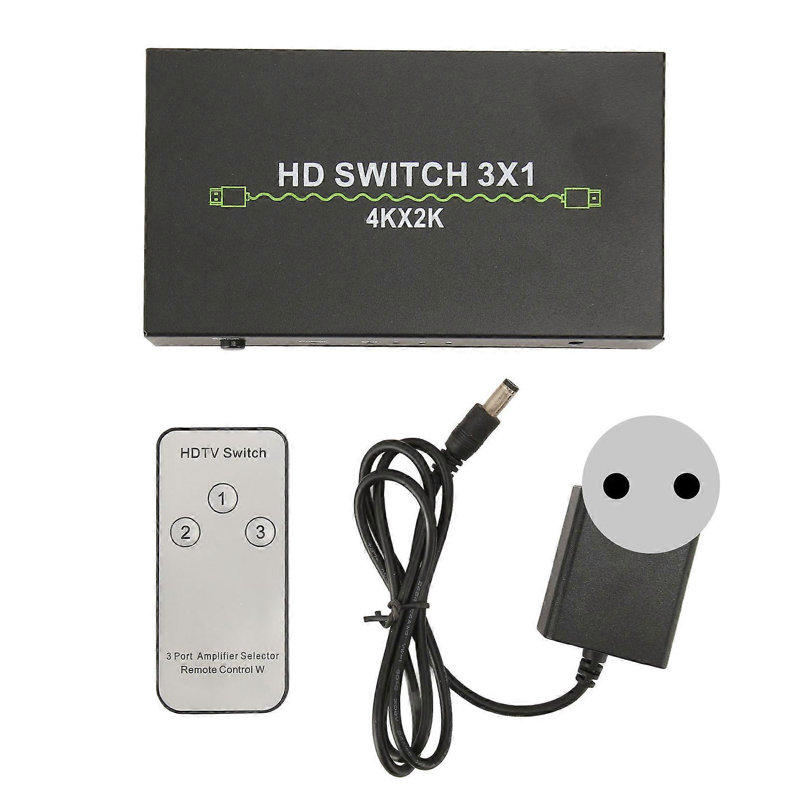 HD Multimedia Interface Switch 3 in 1 uit 4K Ondersteuning 3D Video Switcher Selector voor Set Top Box Laptop TV 100?240V EU Plug