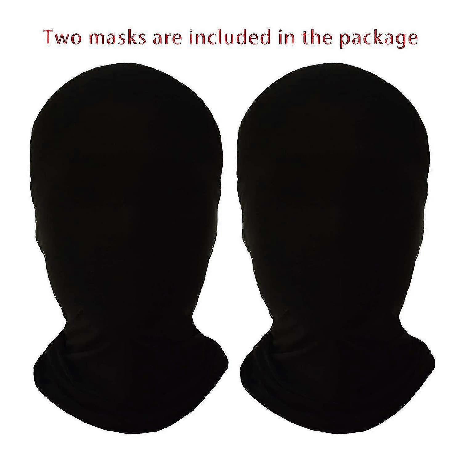 2 κομμάτια Full Face Mask Black 2nd N Masks Halloween Cosplay Spandex Hood Για Unisex Πανί