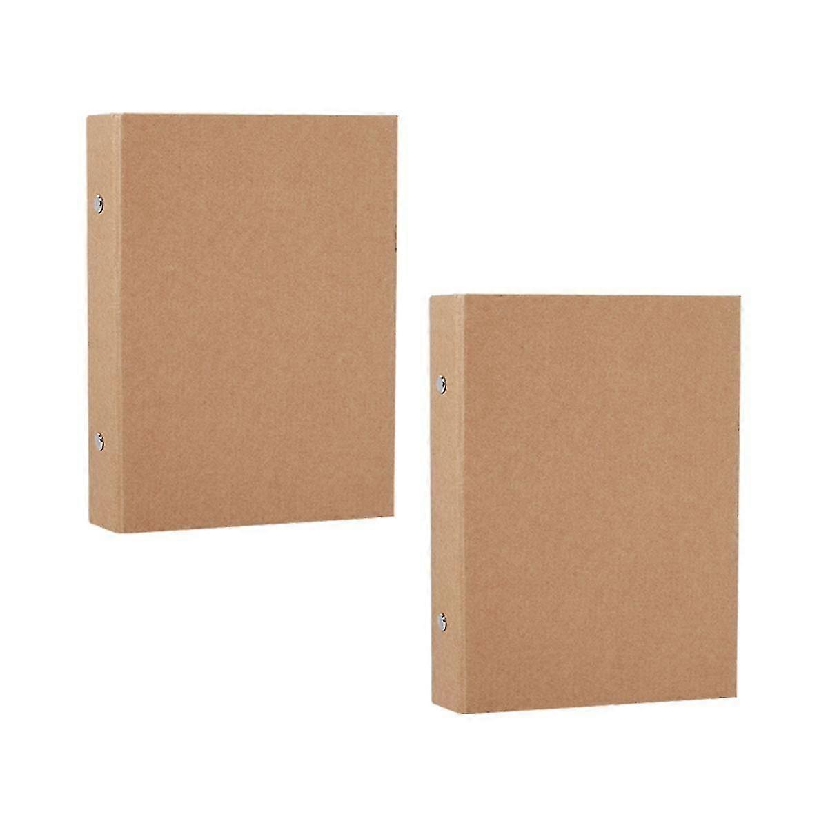 2Pcs A5 Refillable Ring Binder,A5 Kraft Paper Binder Tray with 2 Rings To Add Loose Sheets,A5 Kraft Paper Folders