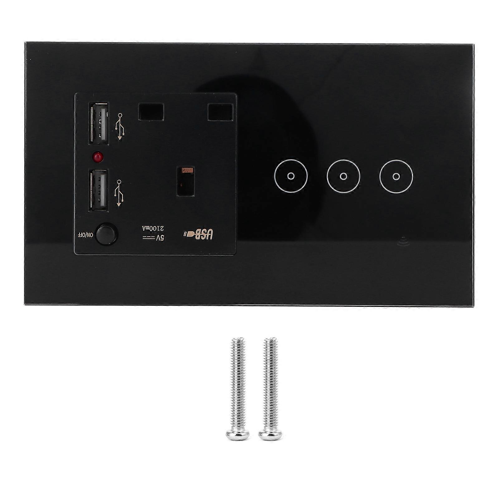 3 Gang WiFi Wall Switch Socket Panel with USB Ports APP Remote Control  AC 95(YMCAT)
