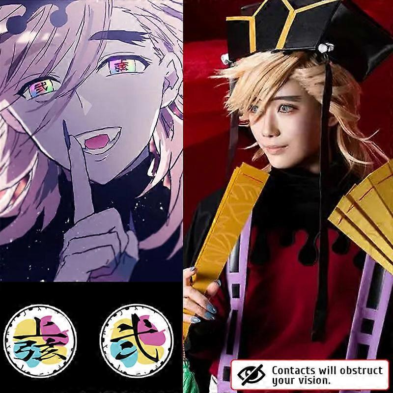 Redkid 2 Stück/1Paar Farbige Kontaktlinsen Anime Cosplay Zubehör Linse Jährlich Stark verschreibungspflichtig Farbige Kontaktlinsen mit Box Demon S...