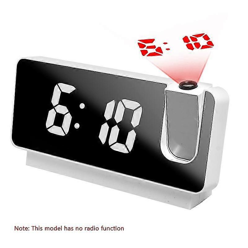 Huamde Led Digital Alarm Clock Table Watch Electronic Desktop Clocks Usb Wake Up Fm Radio Time Projector Snooze Function 2 Alarm,Whitewhite --C