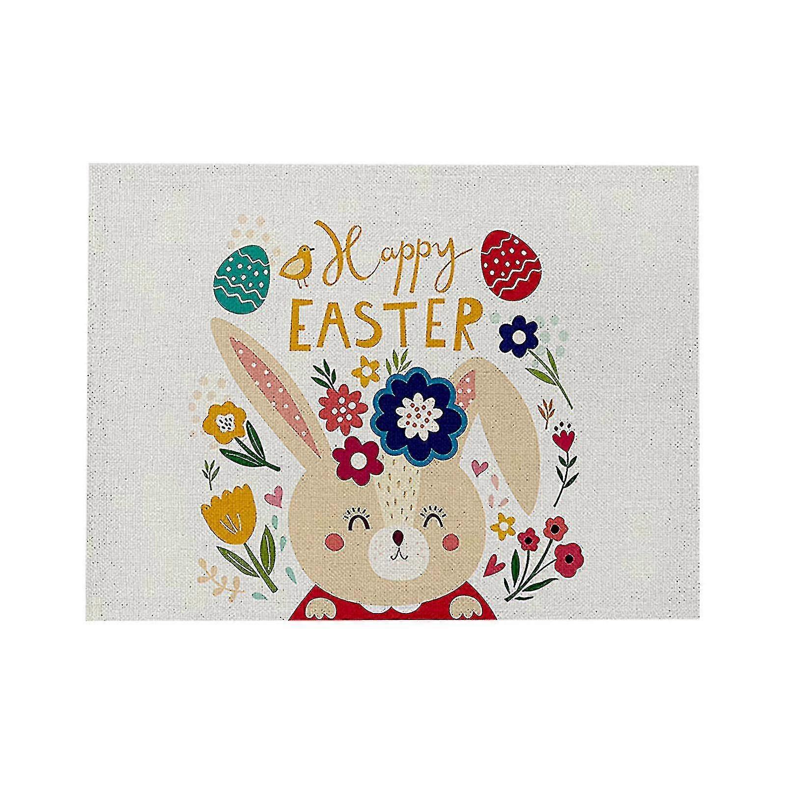 1pc Easter Kitchen Waterproof Insulation Cotton And Linen   Placemat A-1