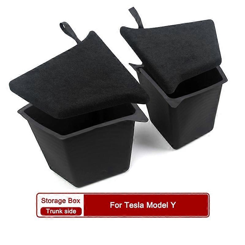 Update Car Trunk Side Storage Box For Tesla Model 3 Y 2022 Rear Tailbox Space Organizer Fire Extinguisher Partition Accessories