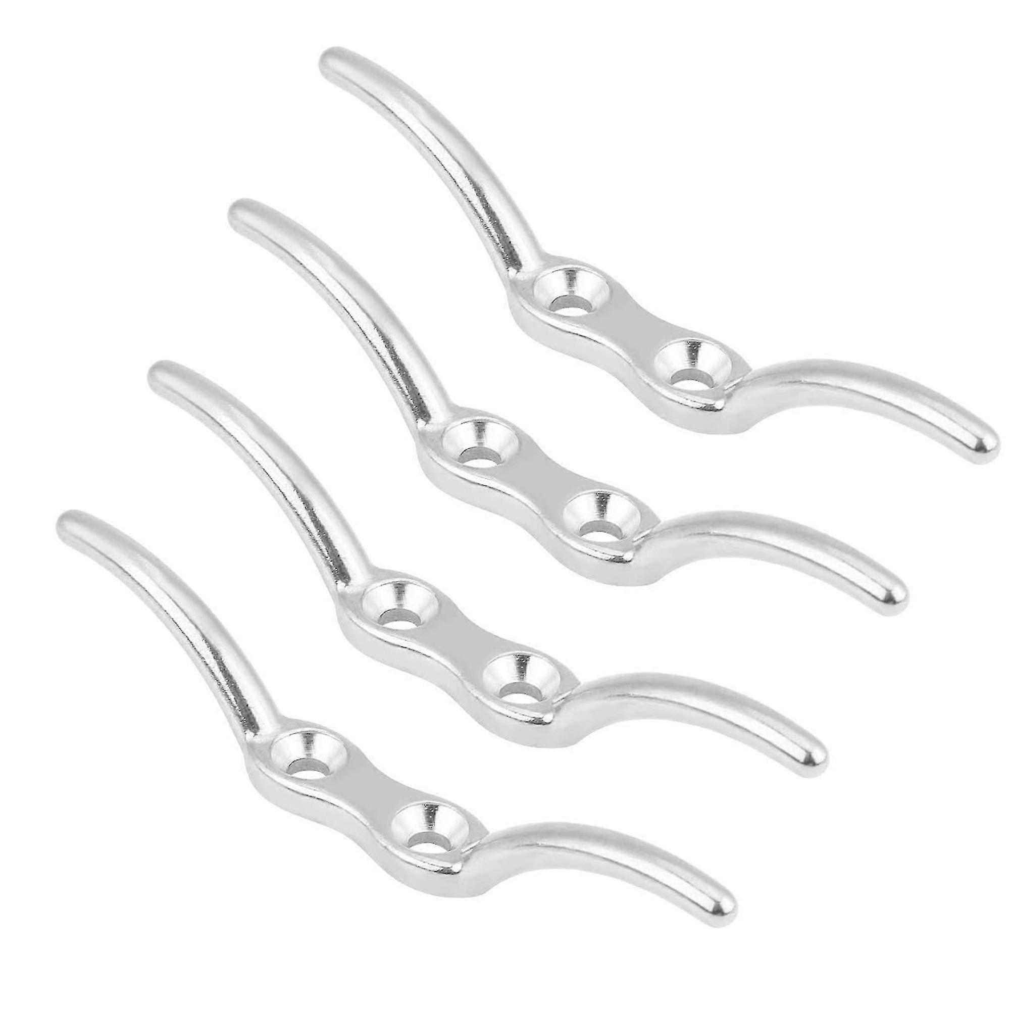 Cleat Hook,4 Pcs Mooring Cleats,mast Rope Hook,rope Cleat Hook,stainless Steel,polished Sea Water And Anti-corrosion,marine Fastening Fittings For Doc
