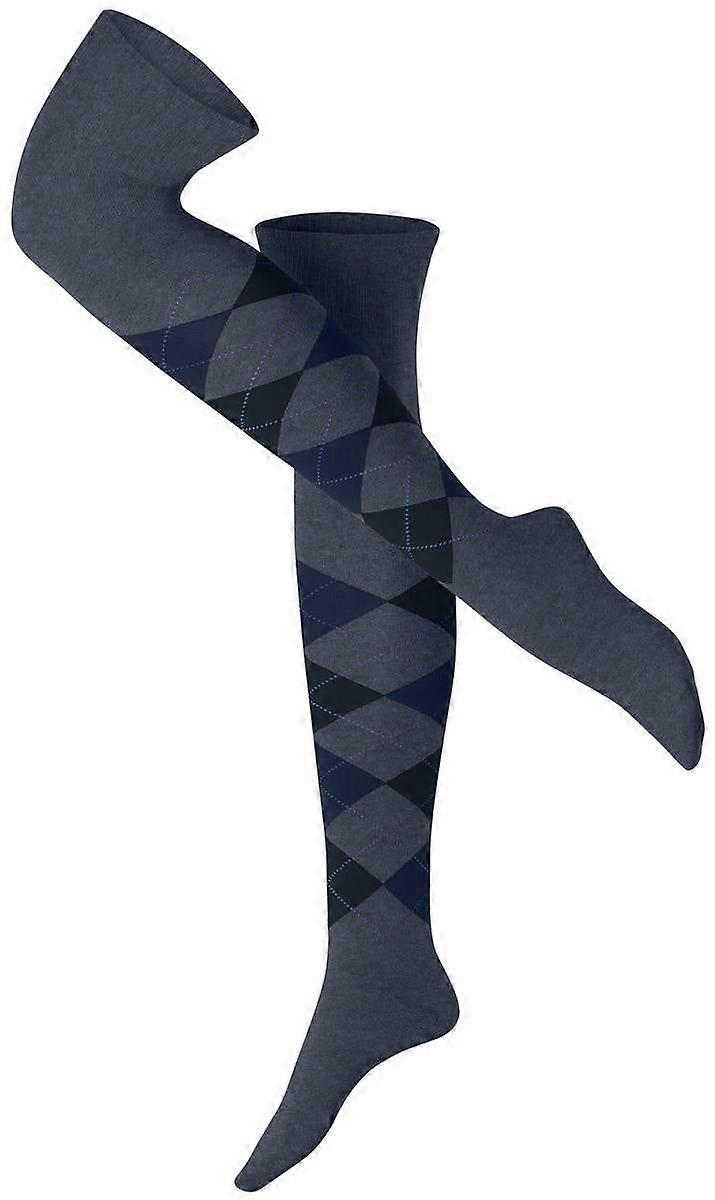Burlington Marylebone Overknee Socks - Dark Blue Mel