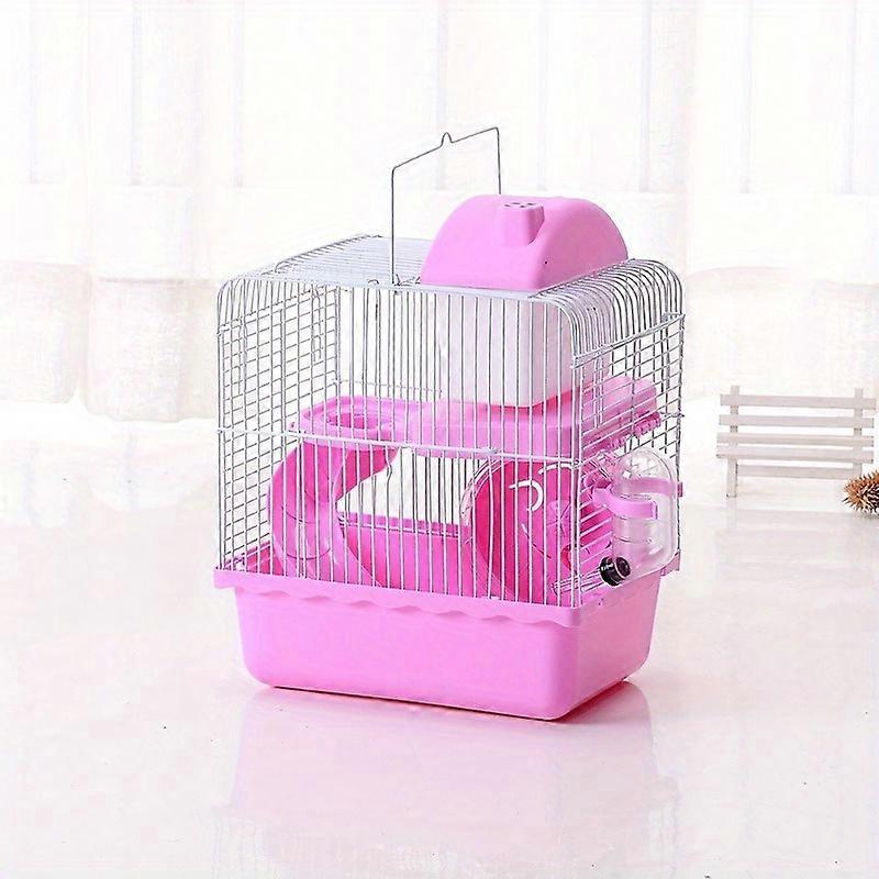 1pc, Small Animal Cage, Clear View 2 Layer Hamster Gerbil House, Portable Mouse Castle, For Hamster Bathing And Playing