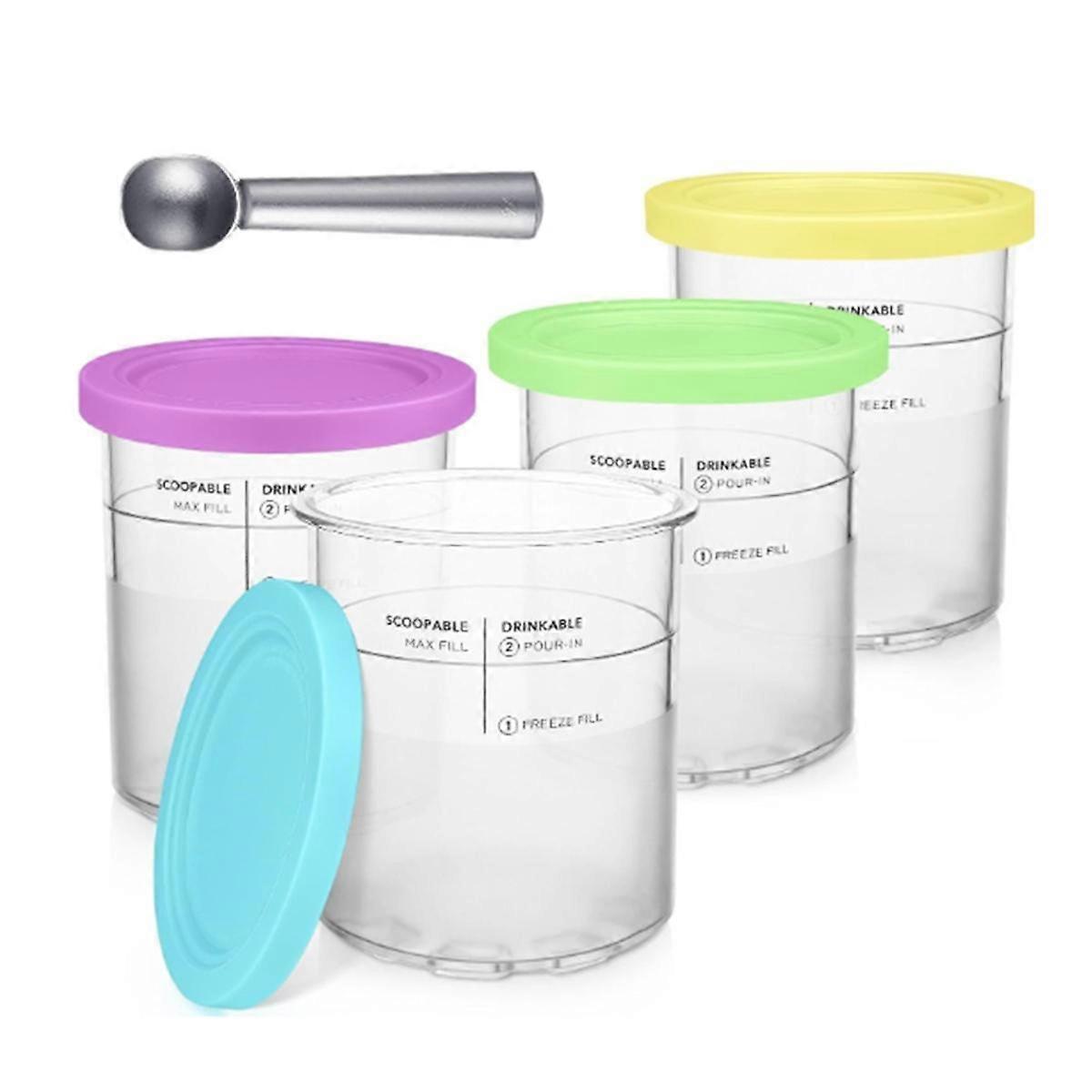 4 PCS Ice Cream Pints Containers 24 Oz Replacement for Creami Deluxe NC500 Series NC501 Ice Cream Makers Reusable