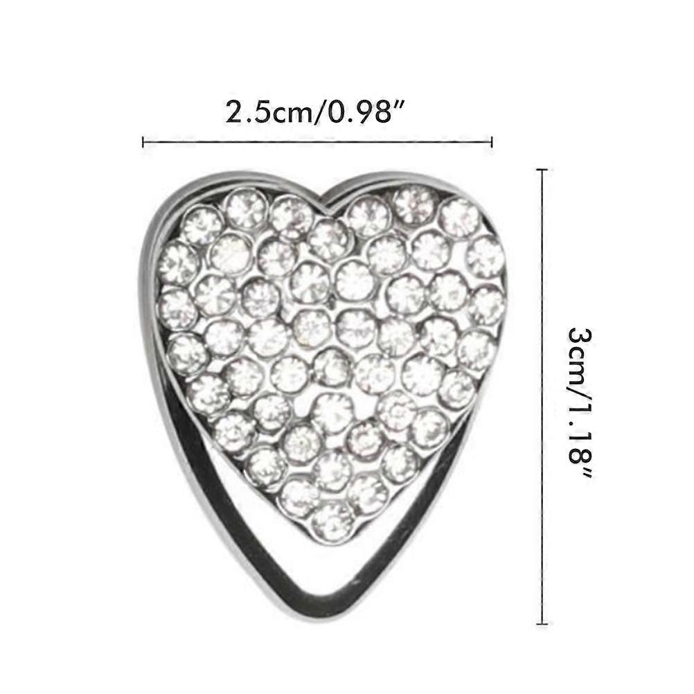 Bling Heart Charm Hooks 5Pcs Self-Adhesive Crystal Auto Hangers for Dashboard Keys and Cables