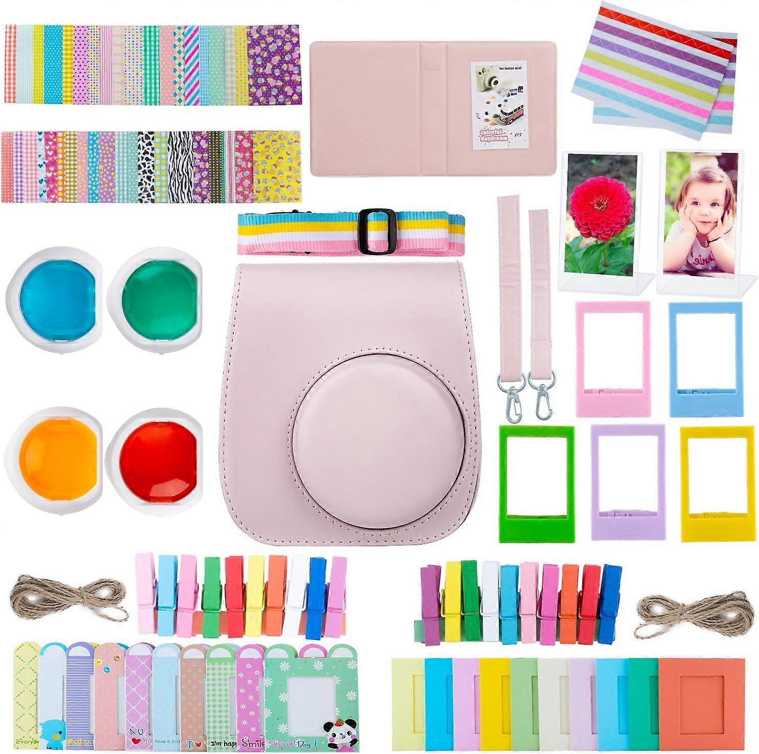 10 in 1 Accessories Compatible with Instax Mini 11, Including Camera Case, Album and Other Items for Collecting and Displaying Photos (Blush Pink)