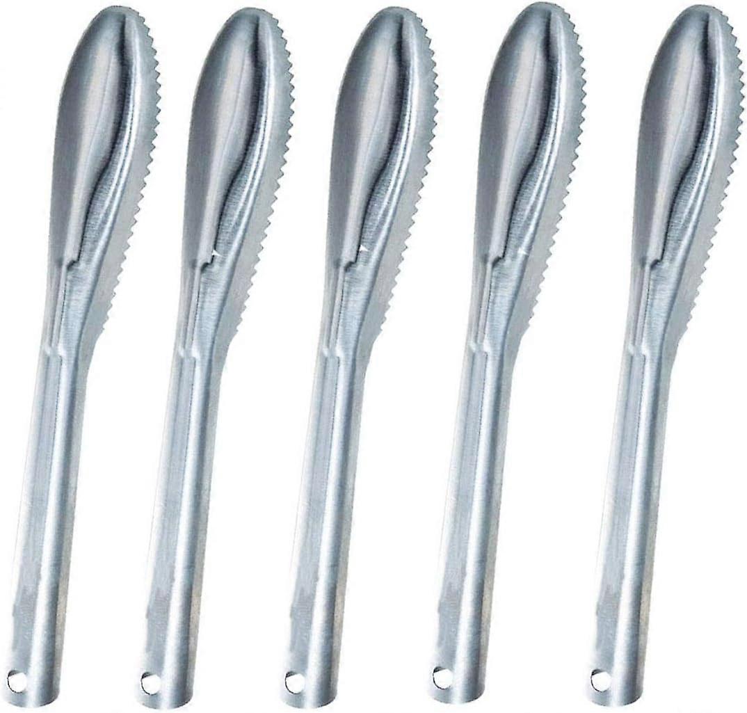 Stainless Steel Fish Scaler, 5Pcs Manual Handle Fish Scaler With Silver Teeth