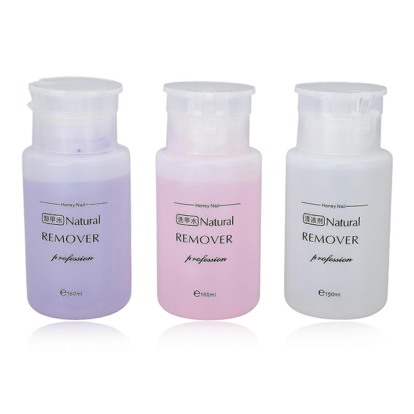 Nail Polish Remover Gel Cleanser with Plant Extract - 3pcs Press Bottle Type Cleaning Solution