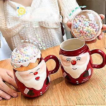 DTYGUIXE Tazza in Ceramica a Forma di Albero di Natale Tazza di Caffè di Natale da 400ml con Coperchio Tazza a Tema Natalizio con Cucchiaio da Agitare Idea Regalo per Genitori, Amici