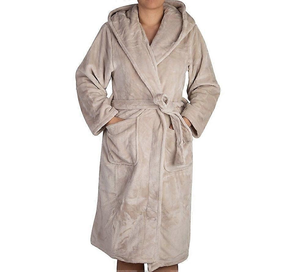 Brogo Microfiber Supersoft Hooded Bathrobe Sand L/XL