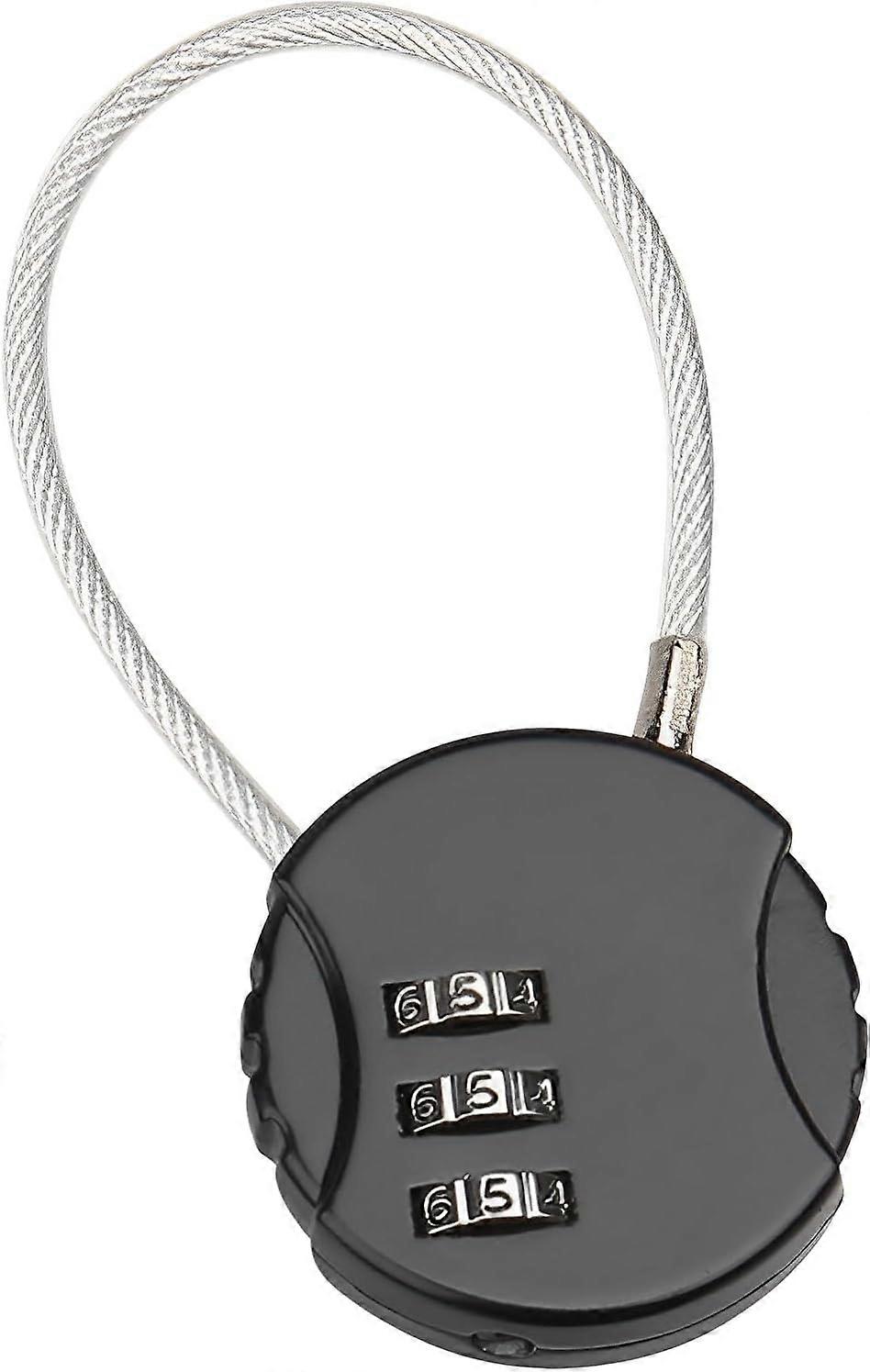 Code Padlock, 3 Digit Resettable Combination Lock, Small Cable Coded Padlock for Suitcase Travel Bag Locker (Black 3pcs)