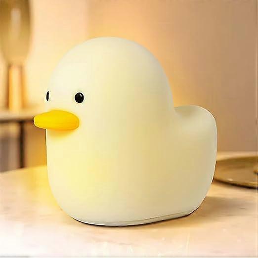 LED duck night light, intelligent bedside night light with touch sensor timer, silicone rechargeable duck night light with touch sensor timer setting,