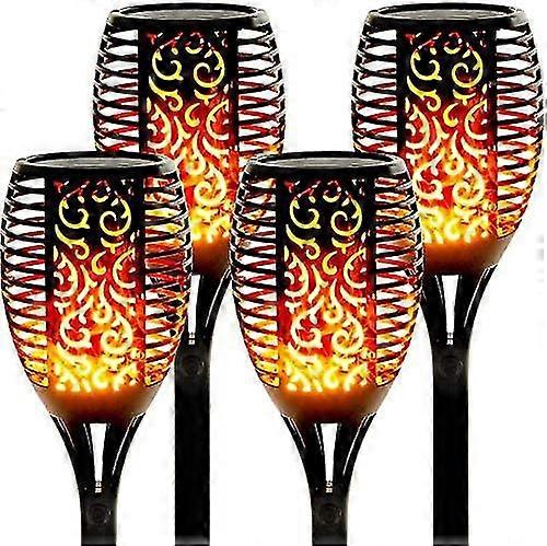 4つのガーデントーチソーラーフレームトーチソーラーライト防水ソーラーランプランドスケープのパック