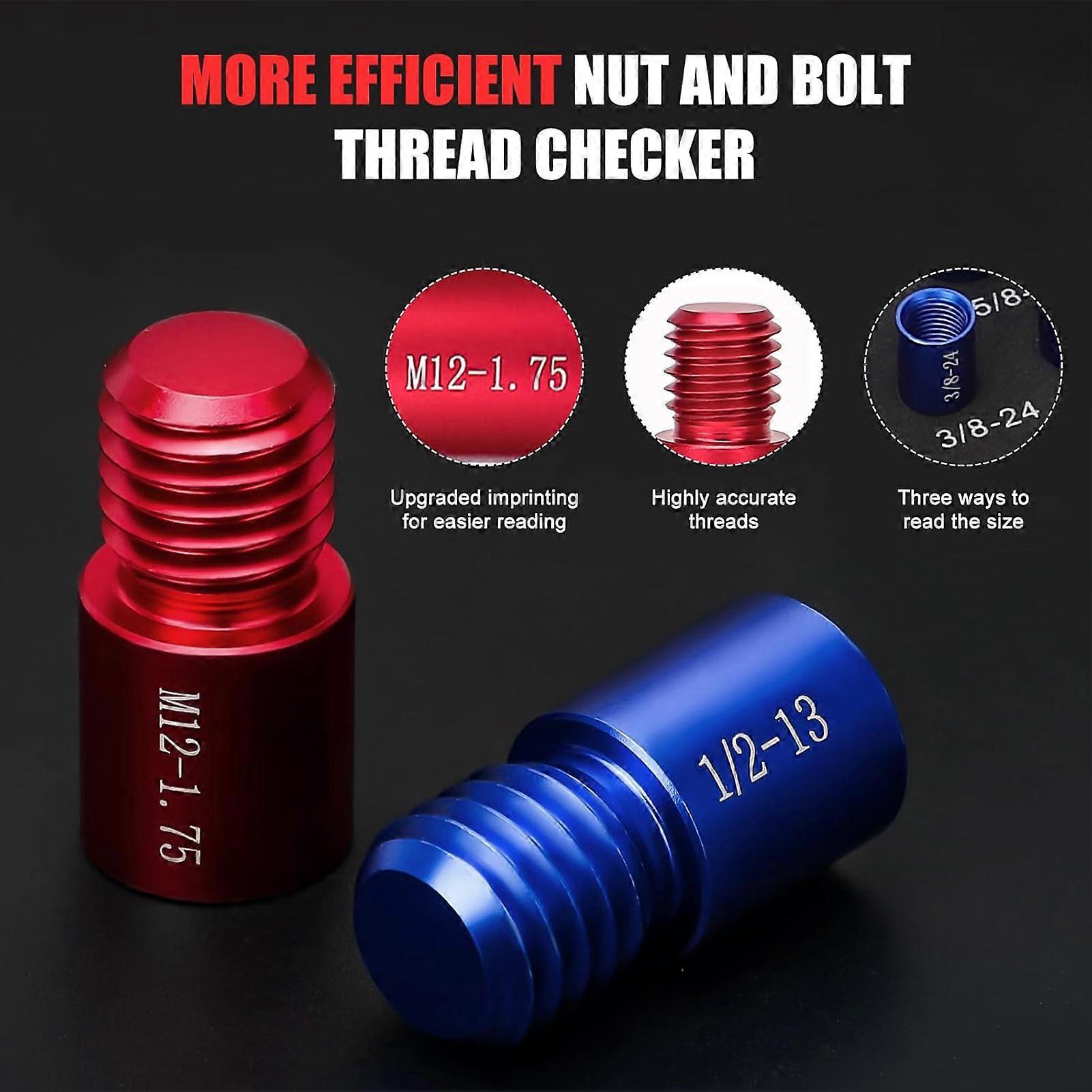 26Pcs Nut and Bolt Thread Checker Nut Bolt Thread Size Identifier Gauge Tool for Measurement