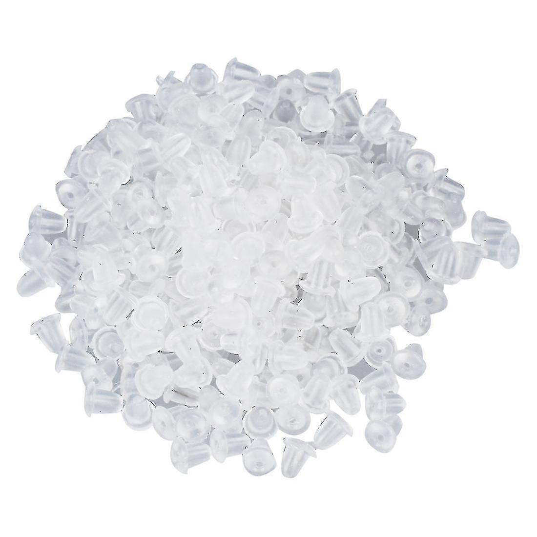 300 Pcs Replacement Clear Soft Plastic Earring Back Caps