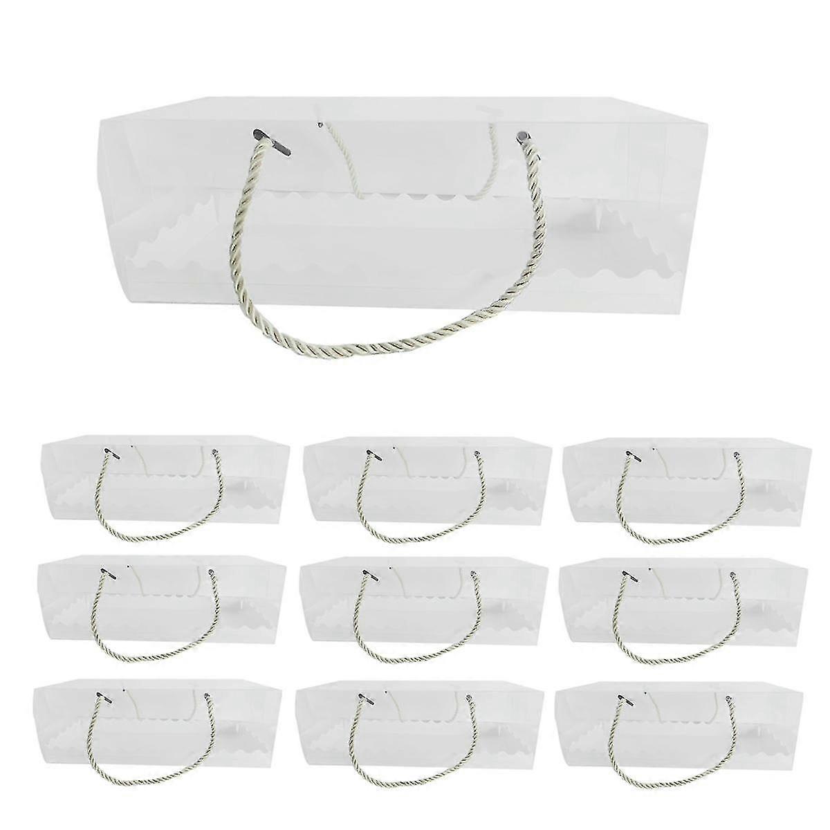 10pcs Transparent Cake Box With Handle Cupcake Swiss Clear Plastic Portable Container Holder Packin