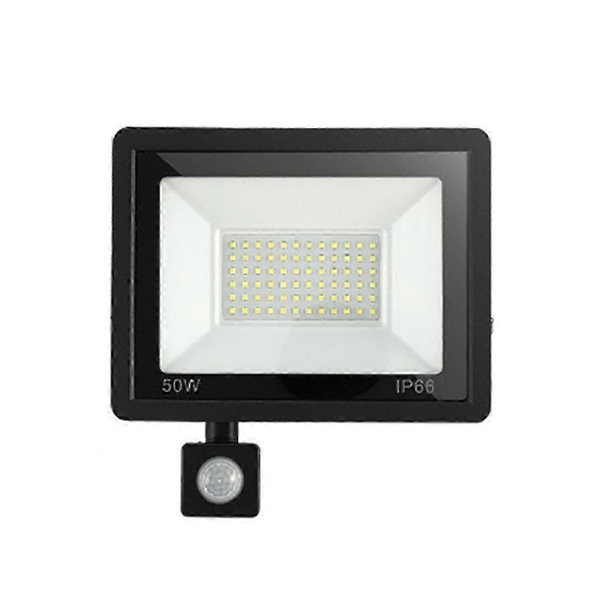 Outdoor Safety Light With Motion Sensor - 50w Led Floodlight Powered By Main Power Supply, Ip66 Waterproof Pir Light