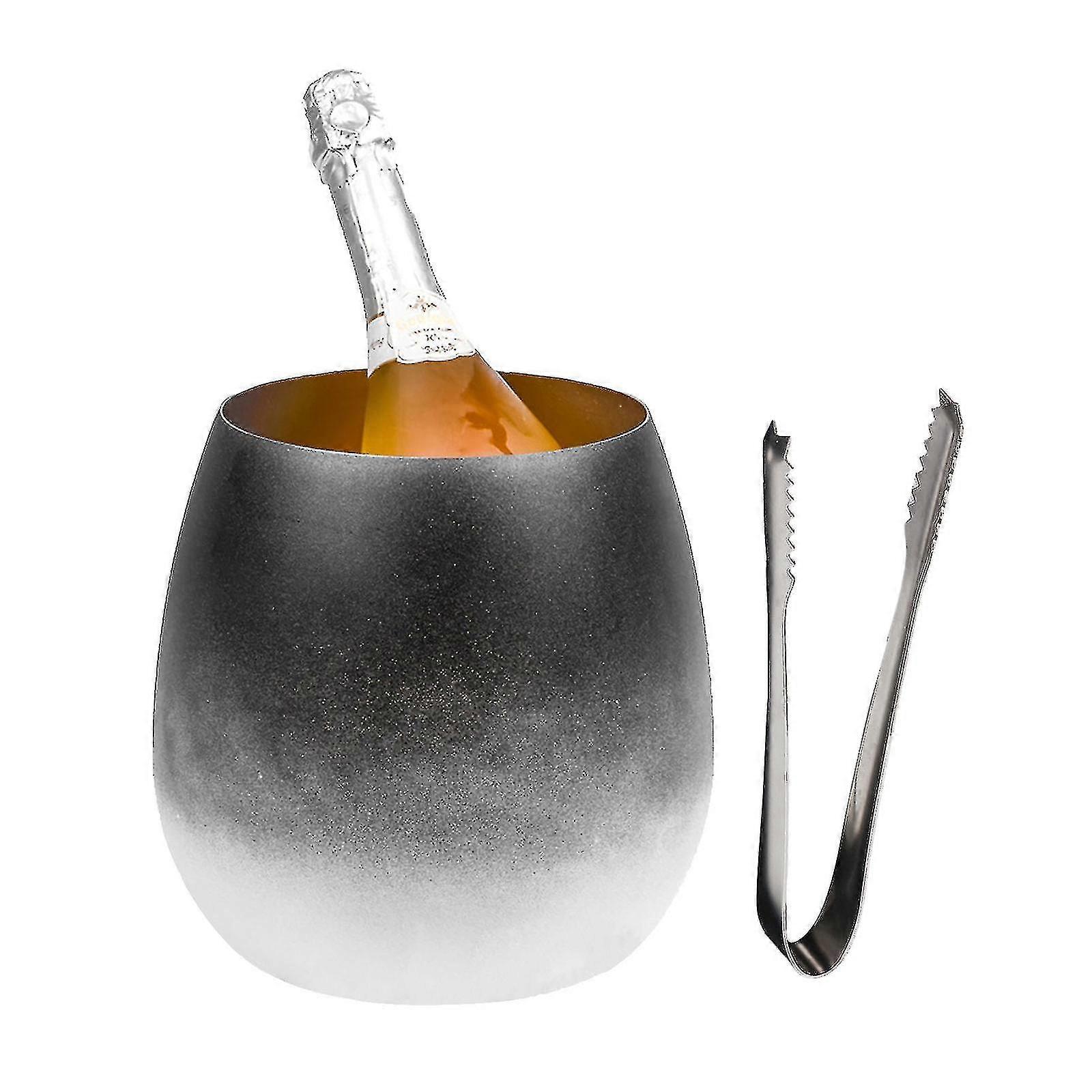 Guscio d'uovo Ice Wine Cooler Champagne Secchio Durevole in Metallo 5l Sfumatura Creativa Acciaio Inox-MXBC