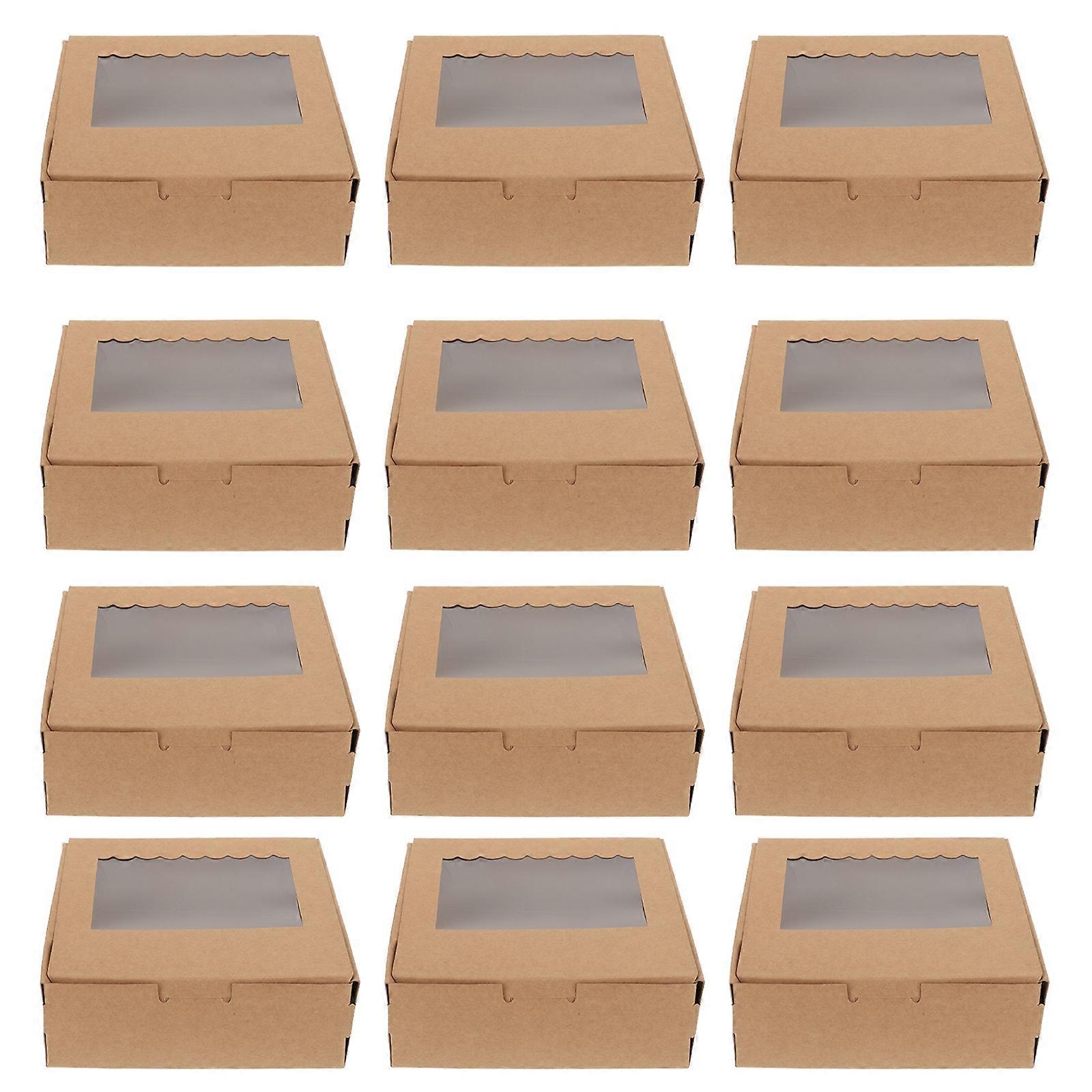1 Set 12Pcs Kraft Paper Cake Packing Boxes Muffin Boxes with Transparent Window
