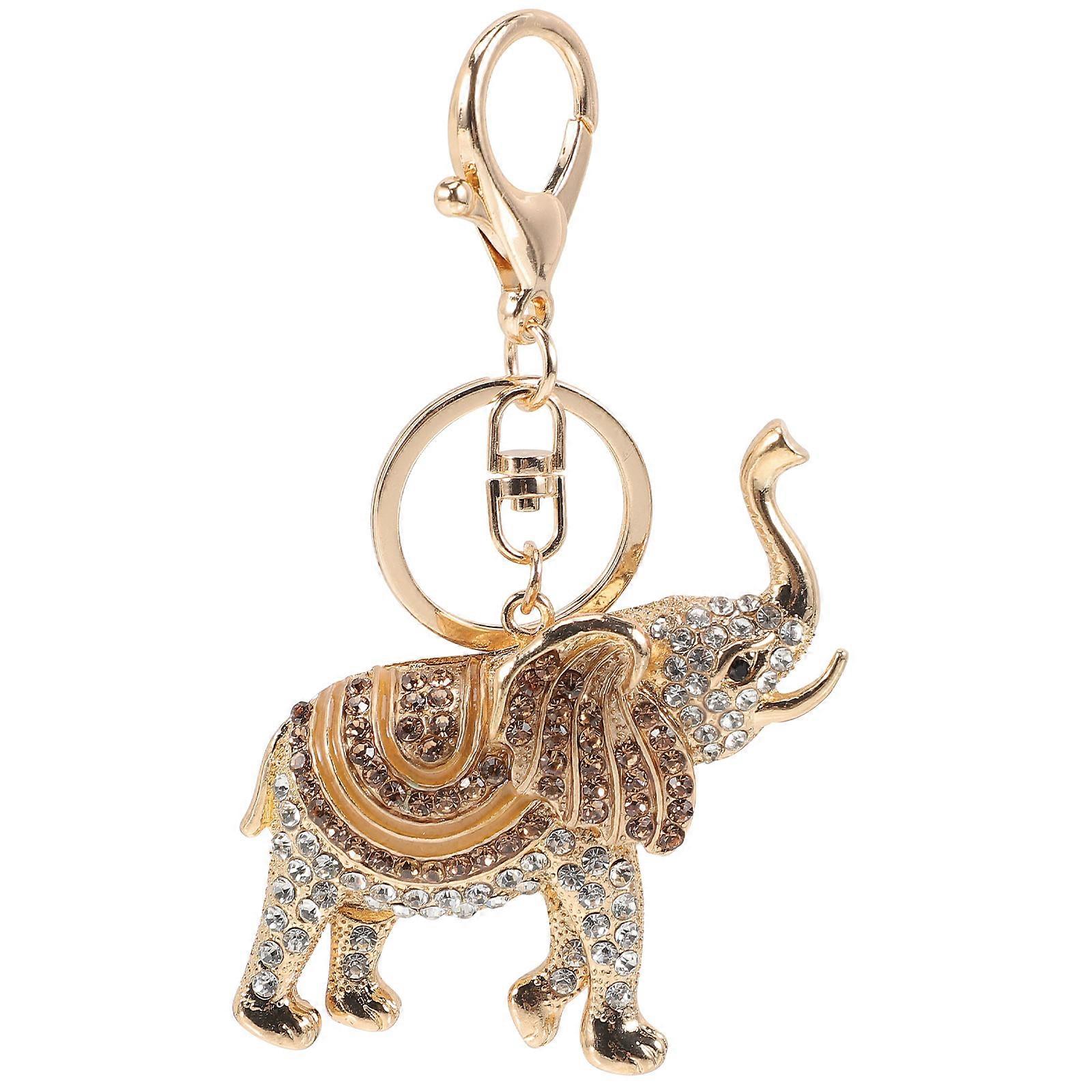 Elephant Keychain Sparkling Crystal Key Ring Charm Jewelry Big Ears Elephant Key Chain