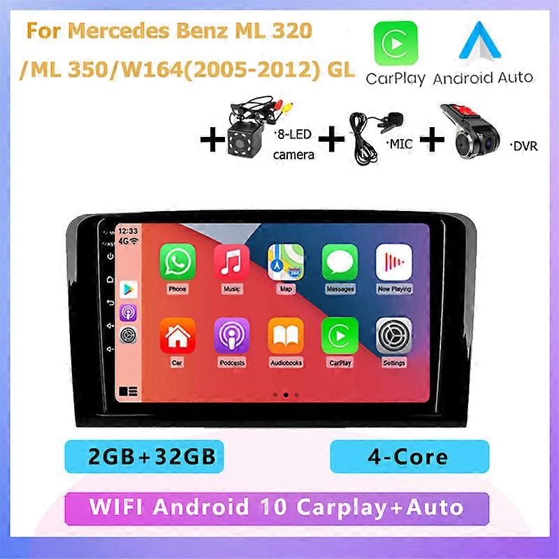 2DIN Car Radio Multimedia Player Carplay Auto GPS navigation For Mercedes Benz M-Class W164 2005-2012 GL-Class X164 ML GL350