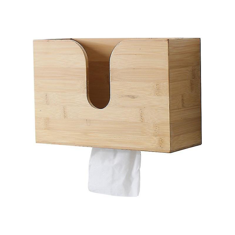 Distributore di asciugamani di carta in bambù, porta asciugamani di carta multifunzione da parete, distributore di asciugamani piegati, tovaglioli multipiega, scatola di fazzoletti per bagno e cucina L