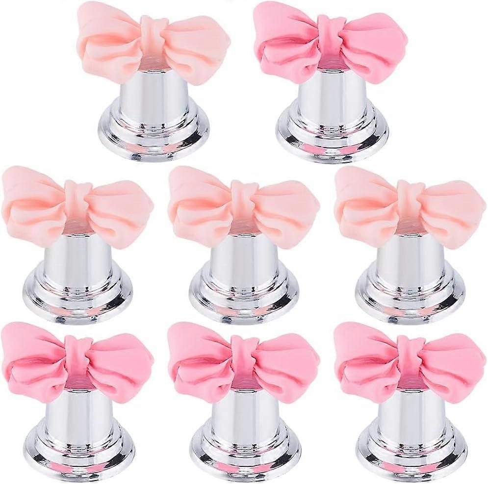 8PCS 2 Colors Toilet Button Pusher Bowknot Shaped Resin Toilet Seat Lid Lifter Press Helper Aid Replacement Flush Toilet Water Tank Top Buttons Access