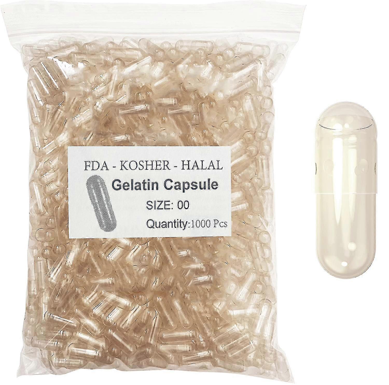 1000pcs Formato standard 00 # 0 # 1 # Capsule vuote Gelatina trasparente trasparente Capsule unite secrete-csn 0 1000 pezzi uniti