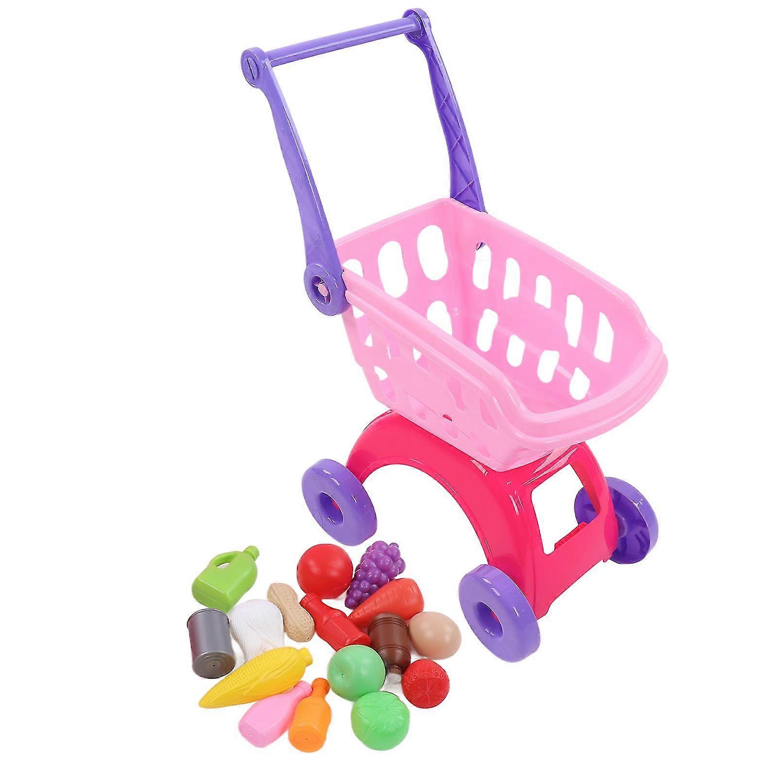 Pink Fruit Shopping Cart Toys for Children - Simulation Multifunctional Pretend Play