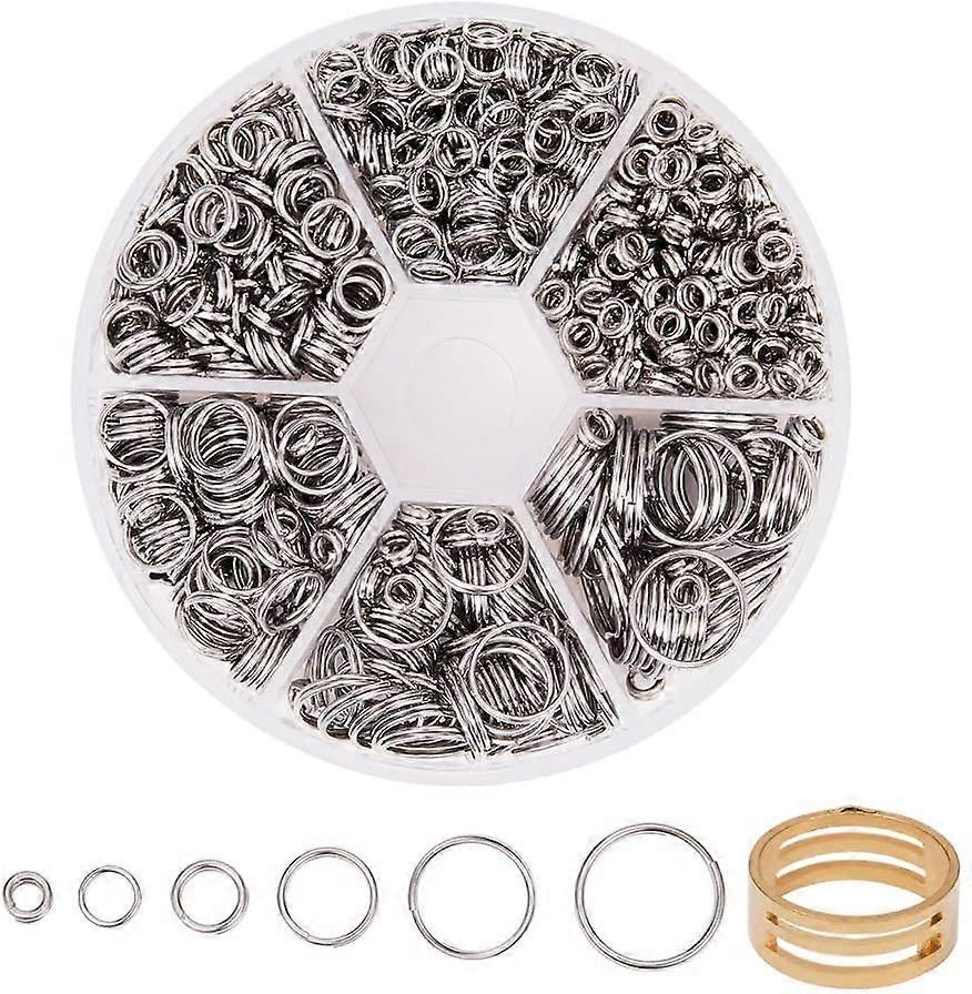 304 Stainless Steel Split Rings and Brass Assistant Tool(Use for Buckling) Mixed Color 80x20mm about 895pcs/set