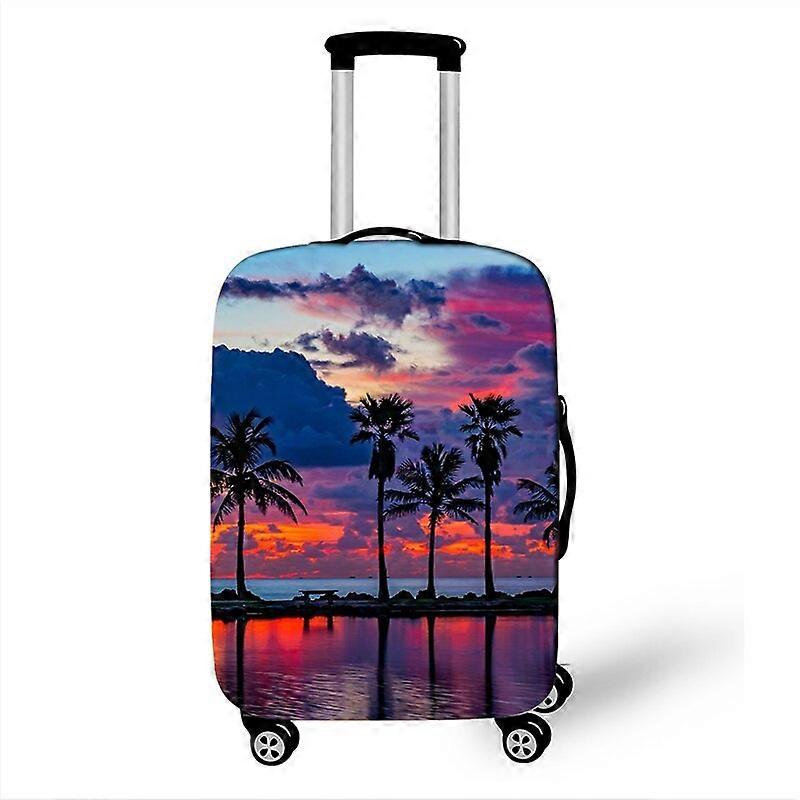 Sunset Coconut Palm Tree Luggage Cover Anti-dust Suitcase Hawaiian Beach Flower Travel Accessories Elastic Trolley Case Cover