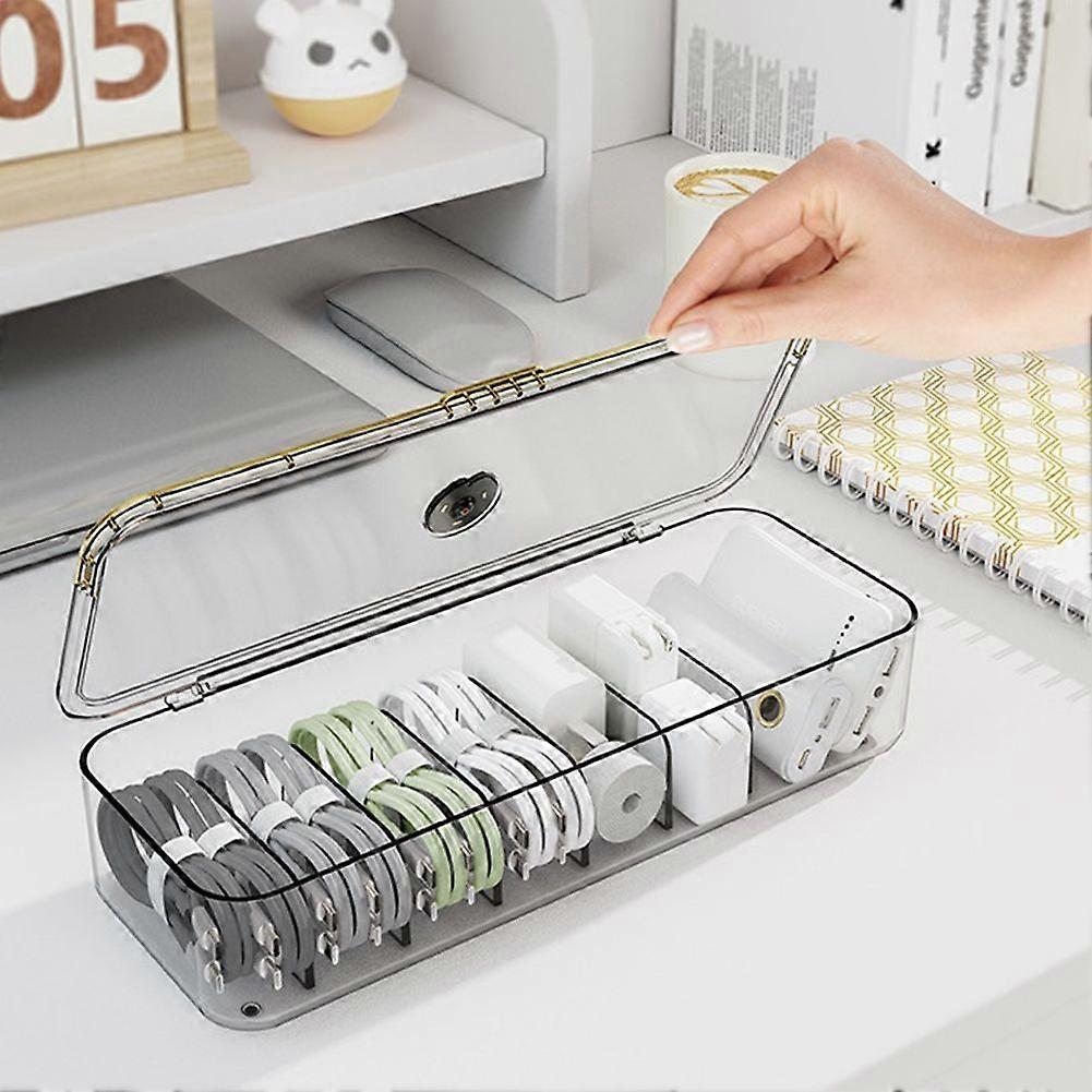 Desktop Storage Box Multifunctional Frame Sorting Box Clamshell Design Storage Data Cable Storage B