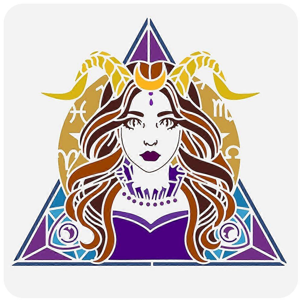 1pc PET Hollow Out Drawing Painting Stencils for DIY Scrapbook Photo Album Witch Pattern 30x30cm