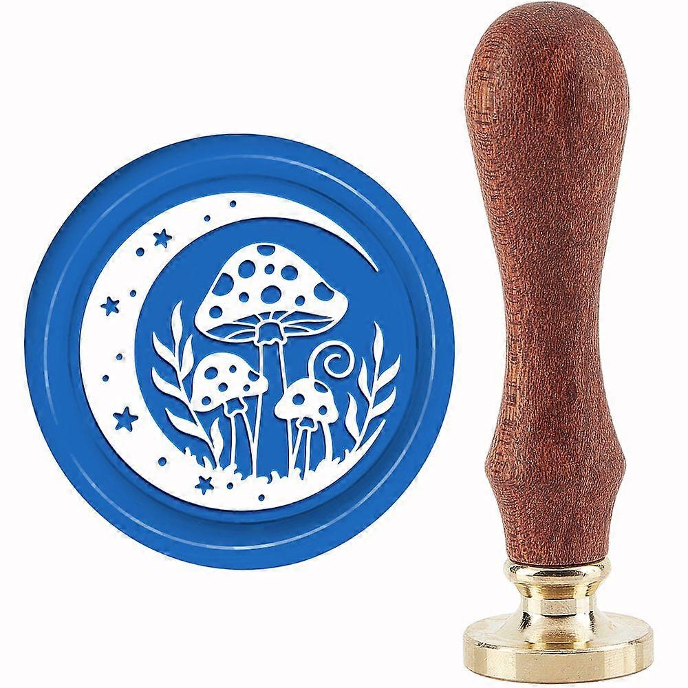 Brass Wax Seal Stamp with Handle for DIY Scrapbooking Mushroom Pattern 3.5x1.18 inch(8.9x3cm)