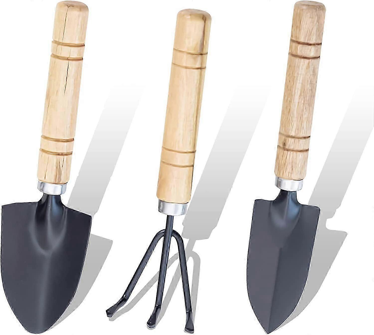 3-Piece Mini Garden Tool Set with Bonsai Claw, Rake, Shovel
