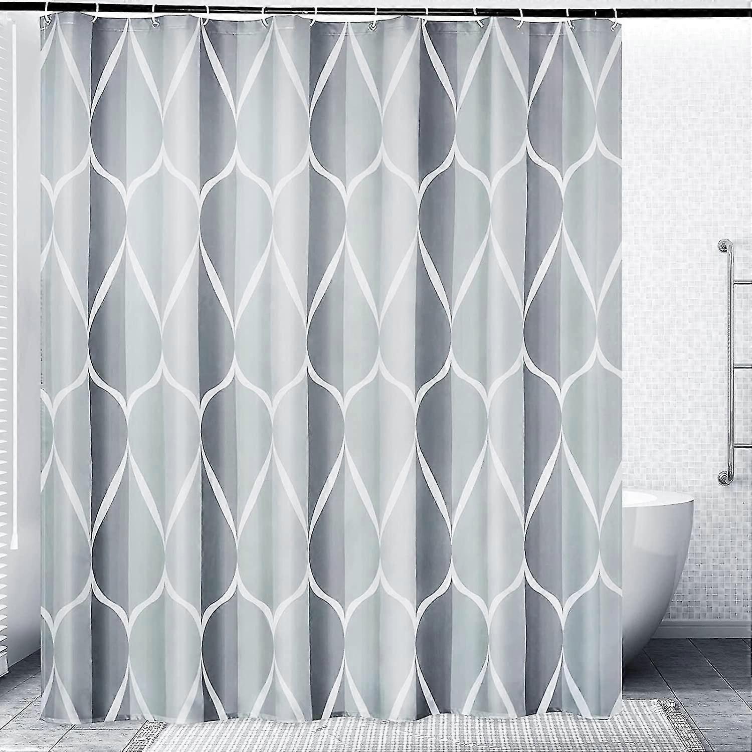 Grey Fabric Shower Curtain, Waterproof Design And Polyester, Qui-drying, Weighted Hem, Shower Curtains Set For Bathroom, Durable And Washable With 1,8