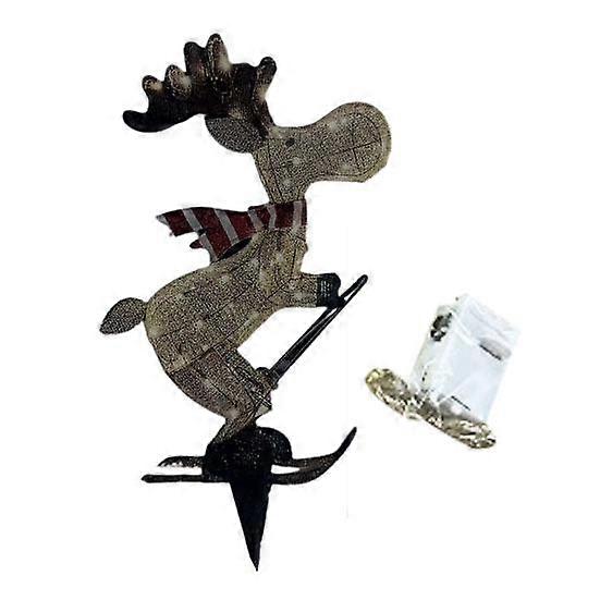 Lighted Reindeer Ornaments Glowing Ski Deer Statue with LED Lights String 3D