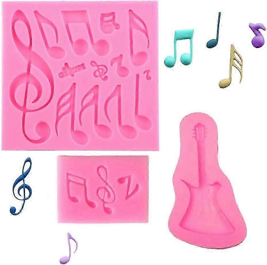 قوالب كعكة السيليكون من Musical Note - مجموعة من 3 للخبز والتزيين