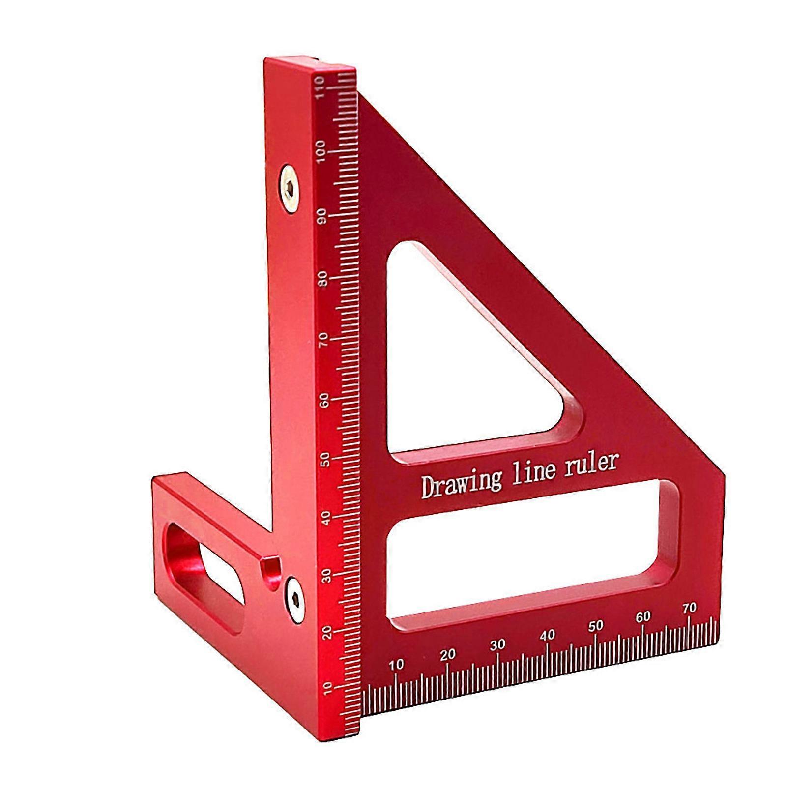 Woodworking Square Protractor 45 90 Degree Miter Triangular Ruler Scriber Layout Measuring Tool for Engineer Carpenter Red